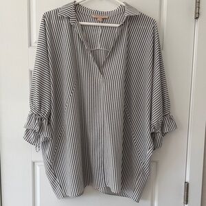 Striped Black and White over sized Women's Top
